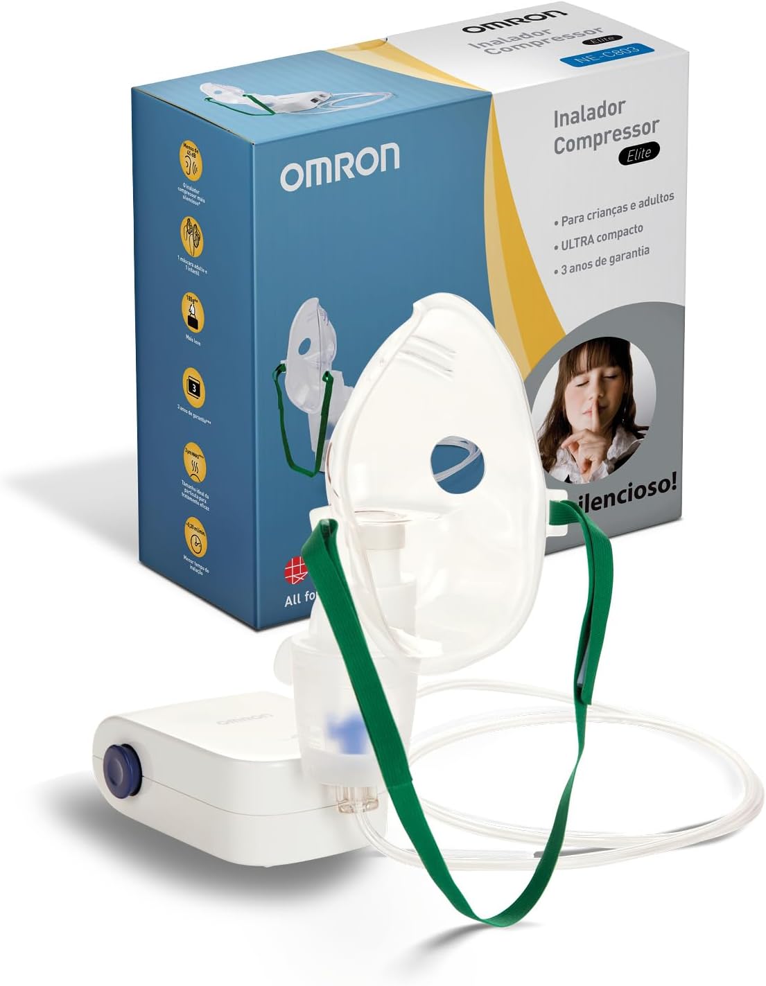 Inalador Nebulizador Compressor Elite Omron NE-C803 Portátil