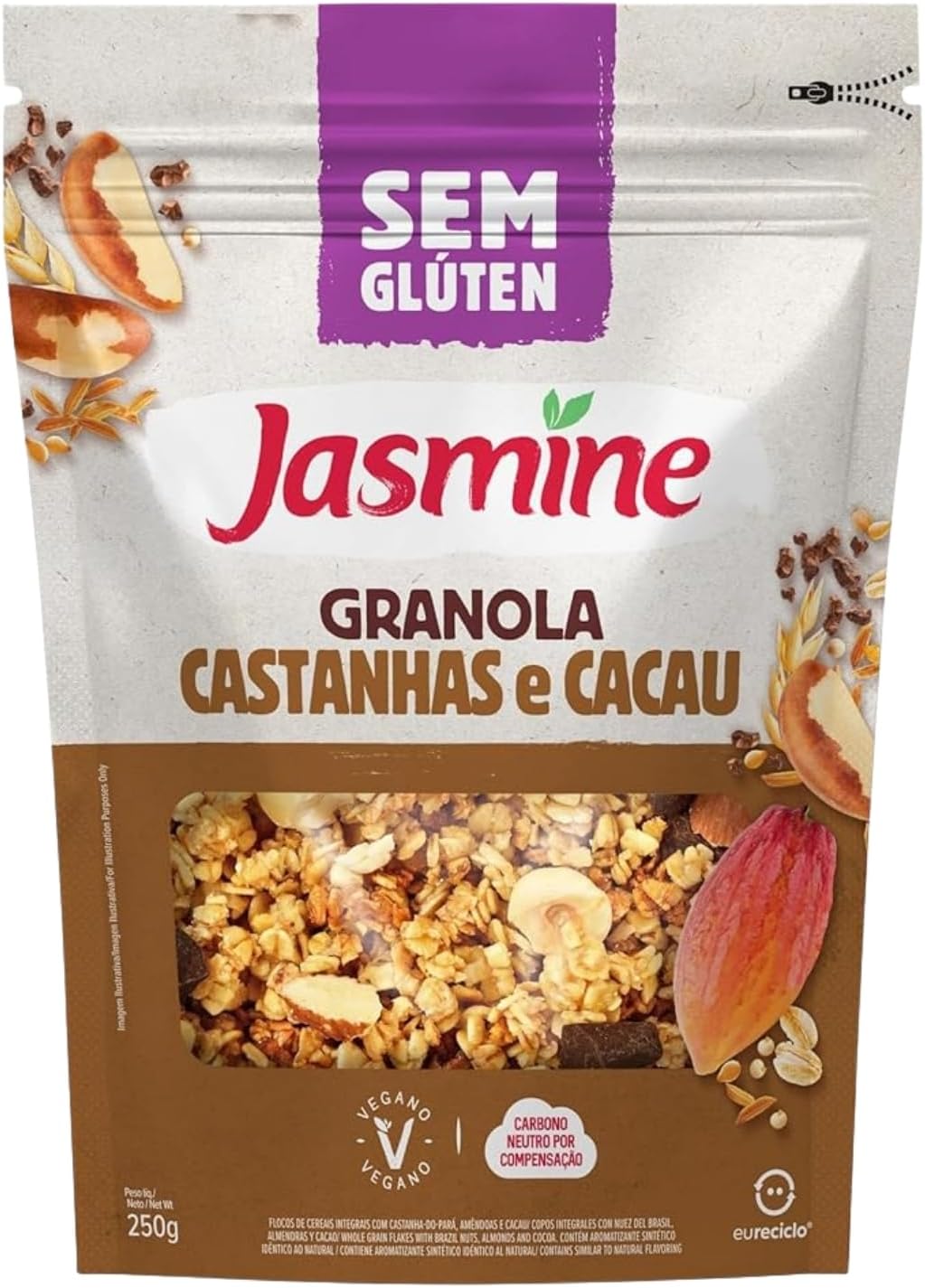 Jasmine Granola Castanha e Cacau Sem Glúten 250g: Vale a Pena?