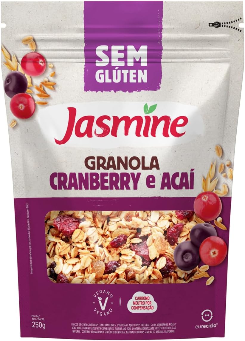 Jasmine Granola Cranberries e Açaí Sem Glúten 250g