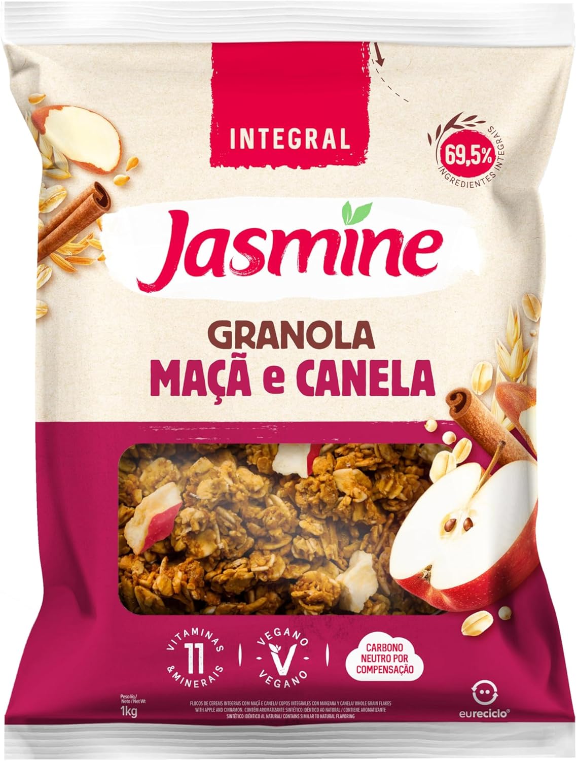 Jasmine Granola Maçã e Canela Integral 1kg: Vale a Pena?