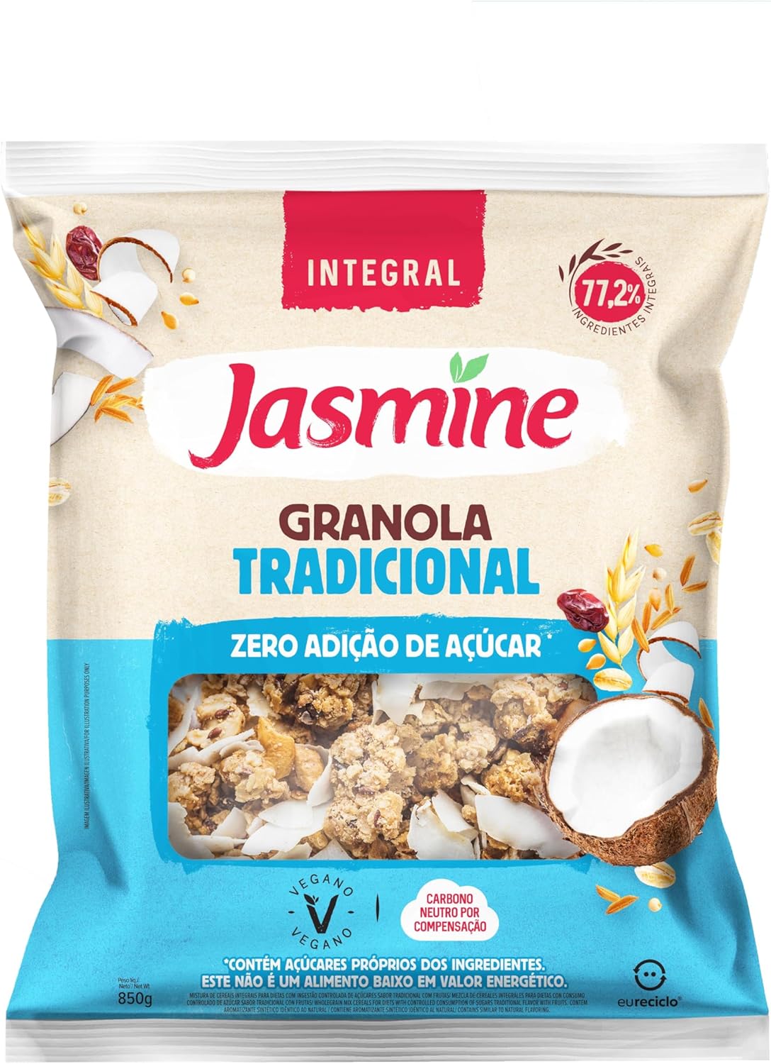 Jasmine Granola Tradicional Integral Zero Açúcar 850g: Vale a pena?