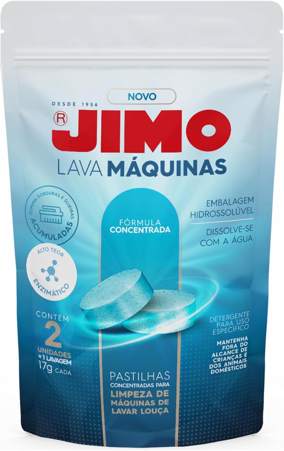 Detergente Concentrado Jimo Lava Máquinas 2 Pastilhas Pastilhas de limpeza interna para máquinas lava-louças em embalagem com duas unidades