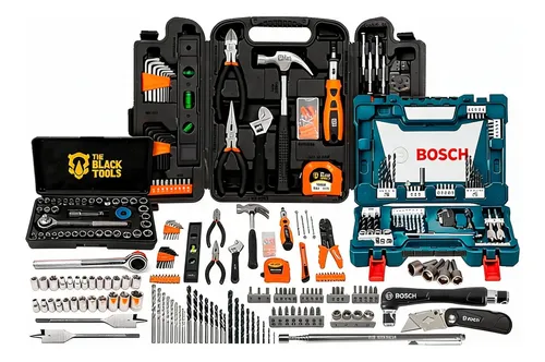Jogo de Ferramentas The Black 169 Pçs + Kit Bosch 68 Peças