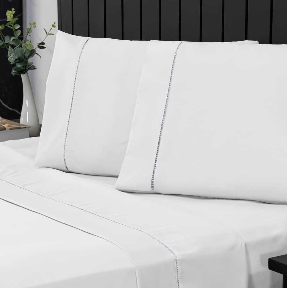 Jogo de Cama Queen Percal 400 Fios Ponto Palito 4 Peças