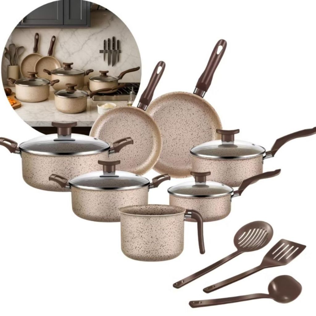 Jogo de Panelas Imperial 10 Peças Antiaderente Teflon Coffee Cappuccino