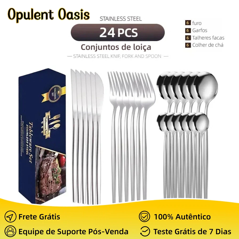 Jogo de Talheres 24 Peças em Aço Inox Slim