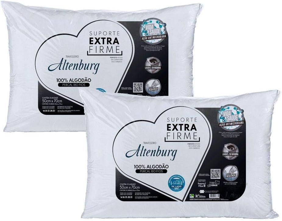 Kit 02 Travesseiros Altenburg Suporte Extra Firme 0,50x0,70m