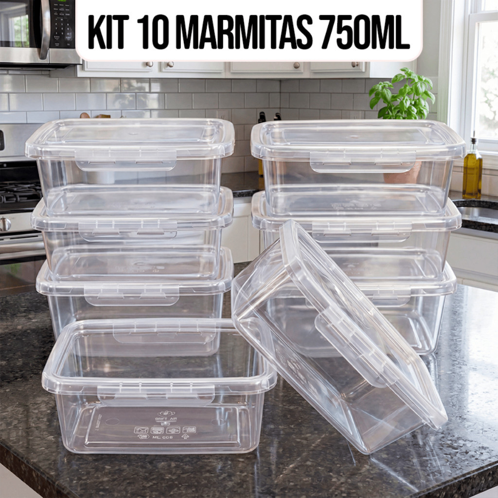Kit 10 Marmitas Kaziva 750ml com Travas Herméticas - Review
