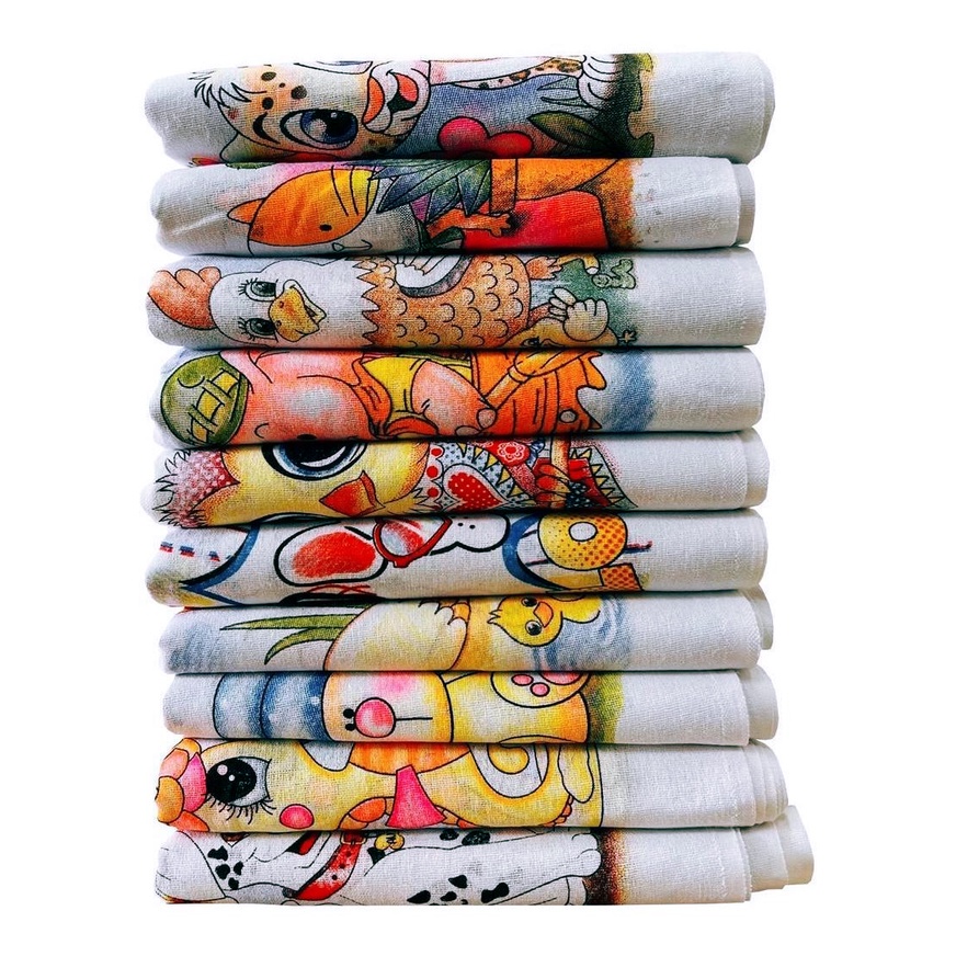 Kit com 10 Panos de Prato Estampados com Bainha 43x71cm
