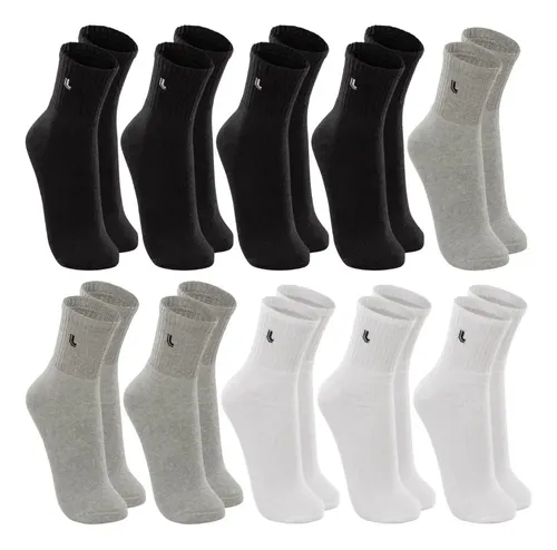 Kit 10 Pares de Meia Lupo Original Masculina Cano Médio em Algodão