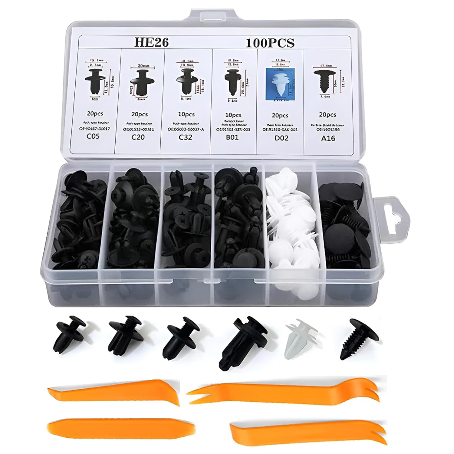 Kit 100 Presilhas e Grampos Universais para Parabarro e Parachoque