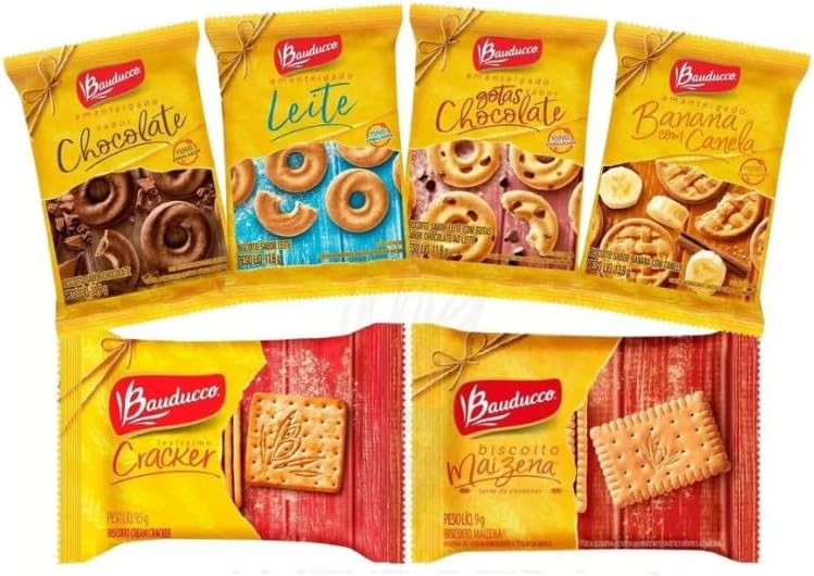Kit 100 Sachês Biscoito Amanteigado Bauducco Mix