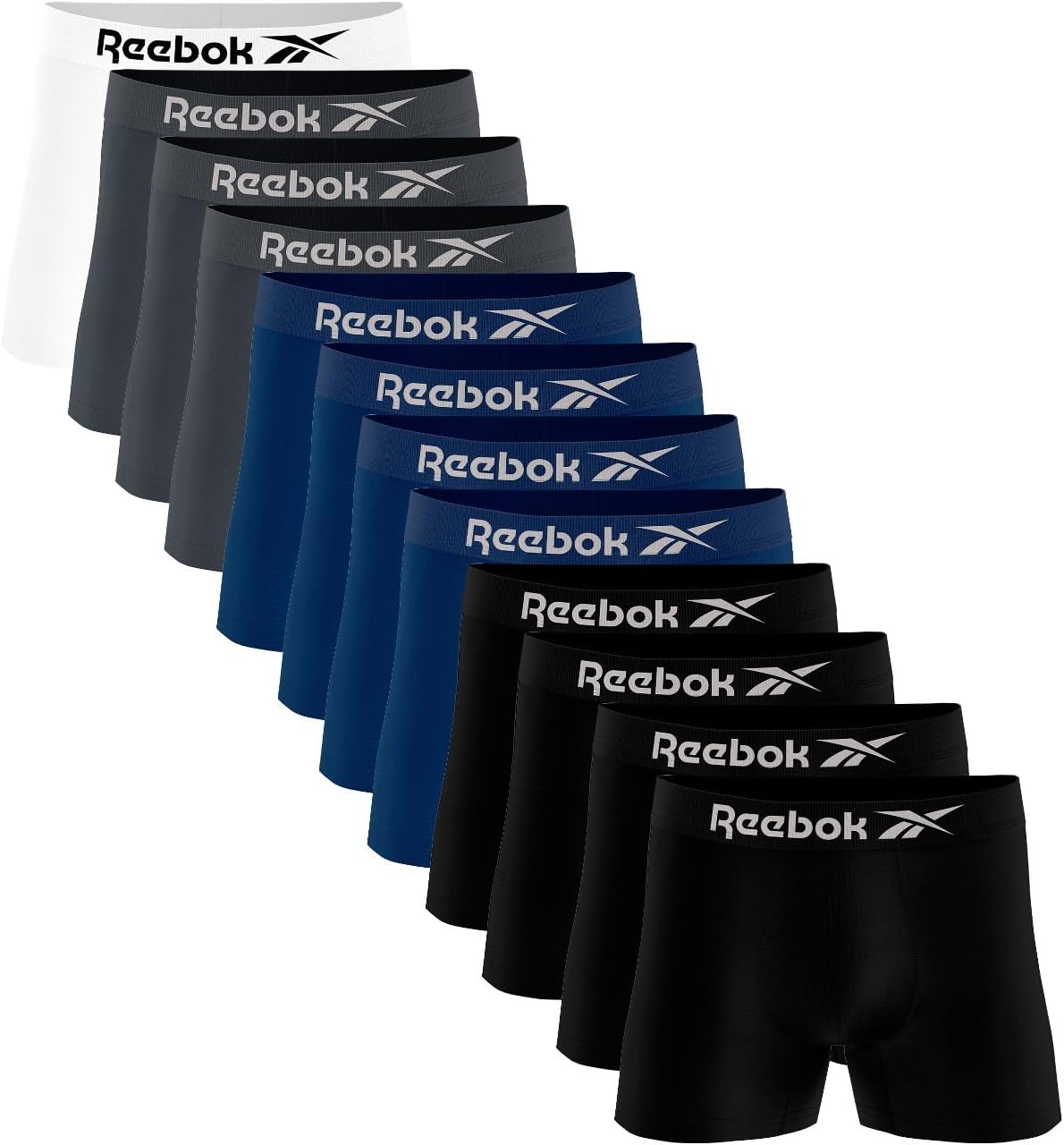 Kit 12 Cuecas Boxer Reebok Masculinas em Microfibra Sem Costura
