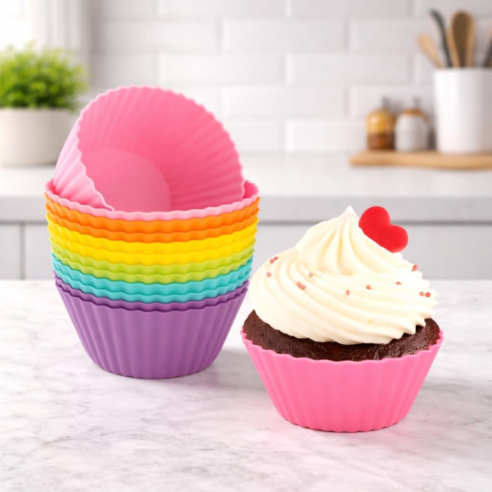 Kit 12 Formas de Silicone para Cupcake e Muffin BPA Free