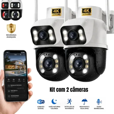 Kit 2 Câmeras Woosh A28B Full HD com Lente Dupla e Visão Colorida