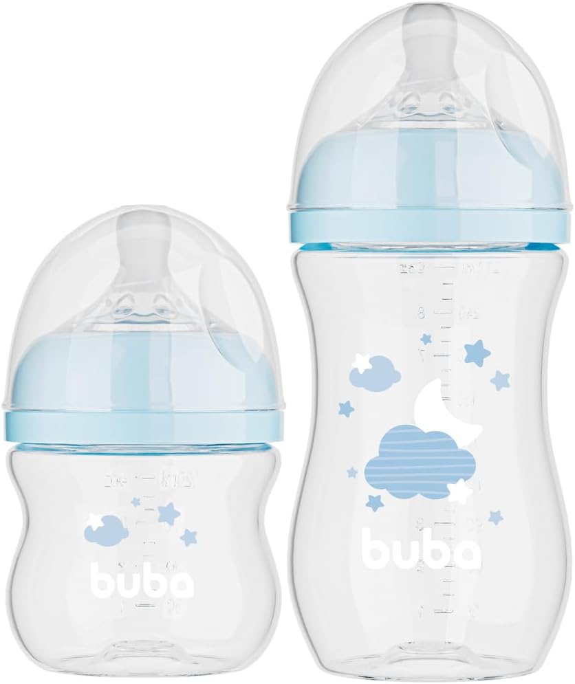 Kit 2 Mamadeiras Easy Flow Buba Nuvem Azul 120/270ml