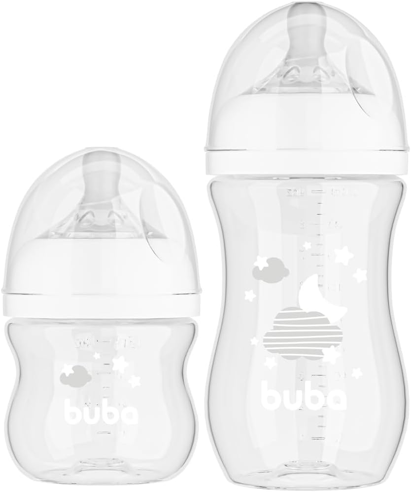 Kit 2 Mamadeiras Buba Easy Flow Nuvem Branca 120ml e 270ml