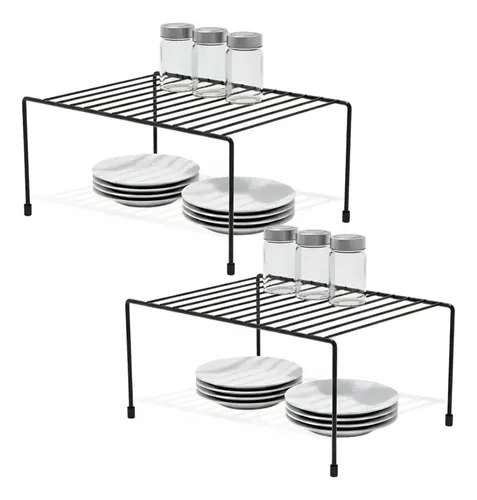 Kit 2 Organizador de Armário para Cozinha e Prateleira Preto