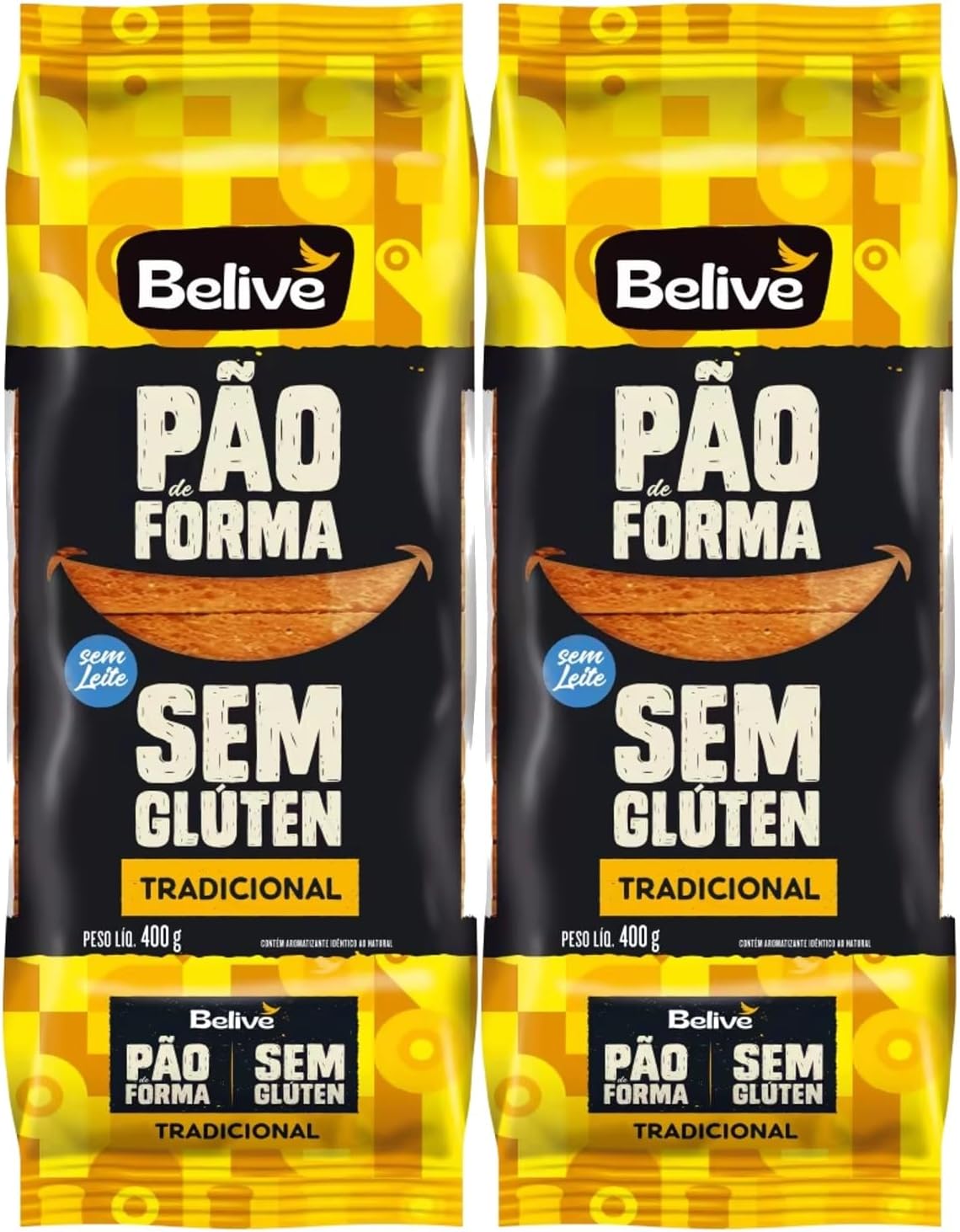 Kit Pão de Forma Tradicional Belive Sem Glúten 400g (2 Unidades)