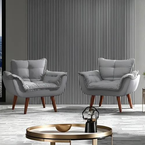 Kit 2 Poltronas Decorativas Opala para Sala e Recepção