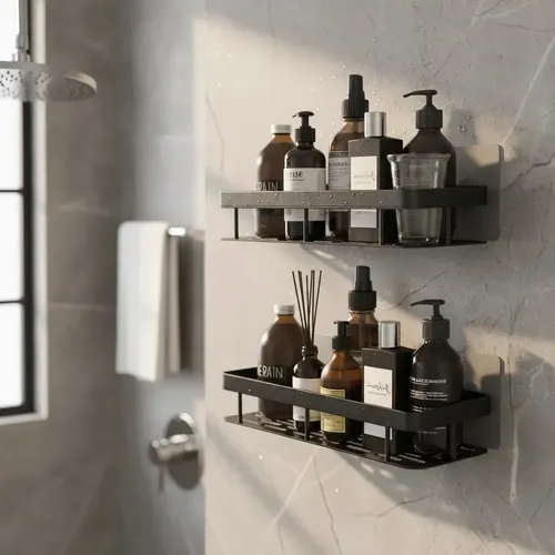Kit 2 Suporte Porta Shampoo e Sabonete para Banheiro Preto