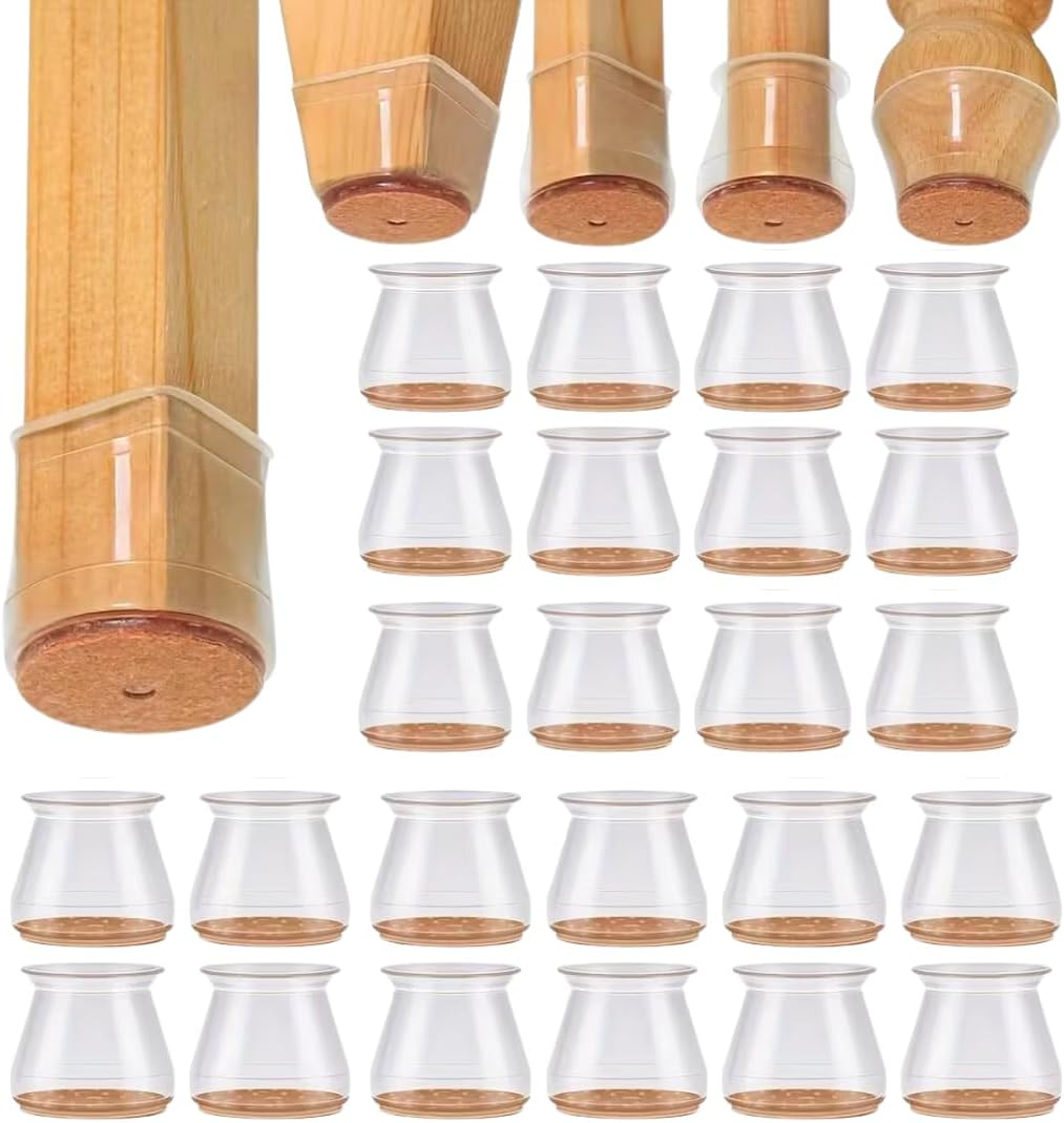 Kit com 24 Protetores de Silicone com Feltro para Pés de Móveis