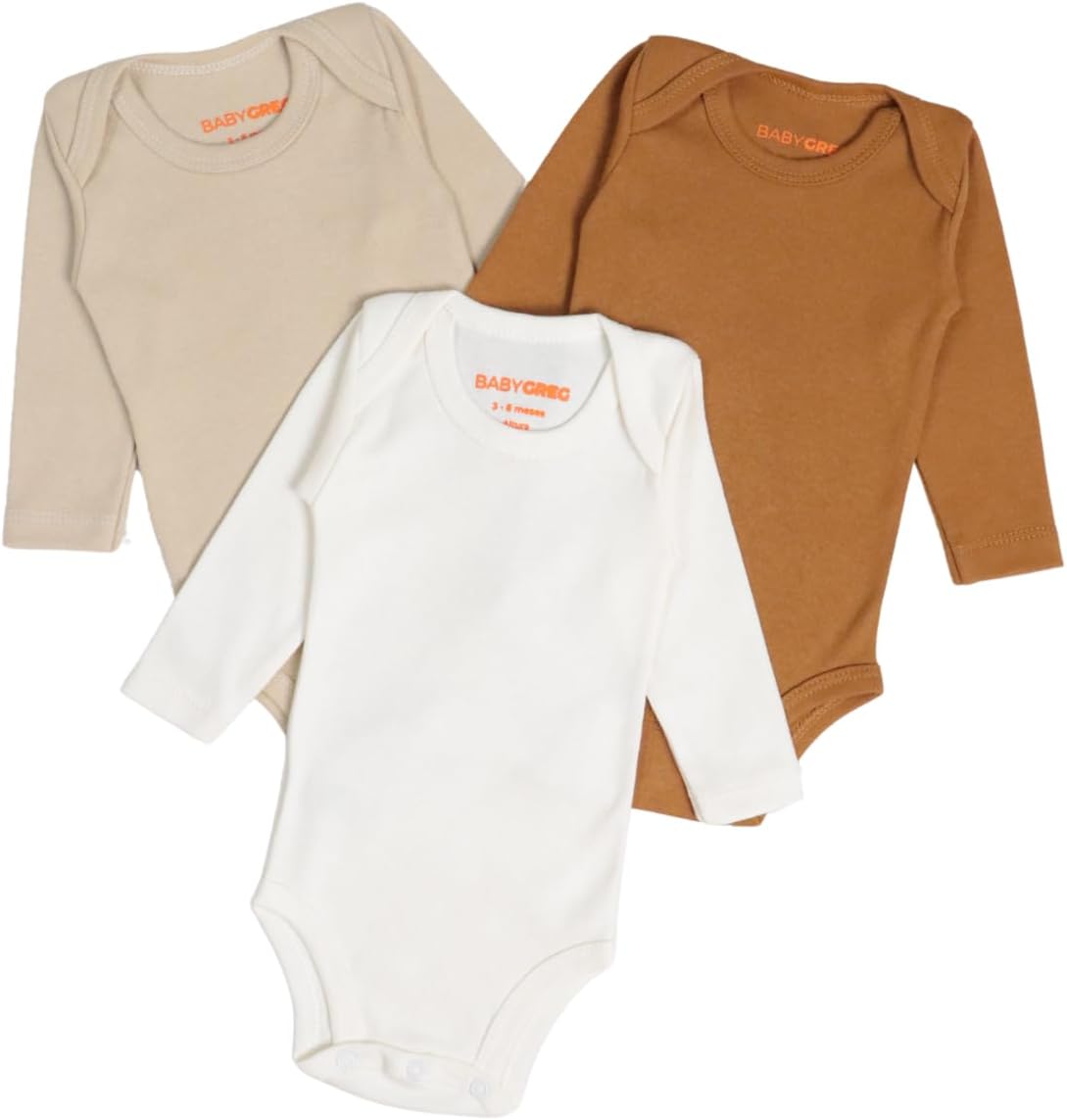 Kit 3 Body Minimalista Manga Longa Baby Greg em Algodão