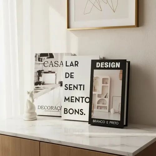 Kit 3 Caixas Livro Decorativas e Organizadoras para Casa