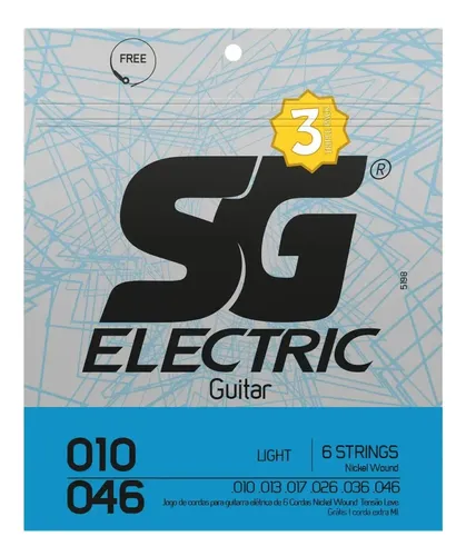 Kit 3 Encordoamentos Para Guitarra 010 SG Strings Níquel Elétrica em Oferta