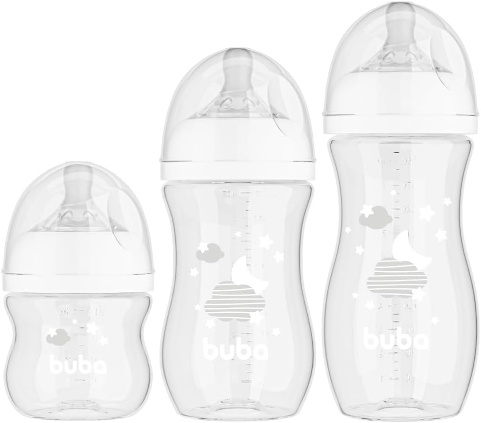 Kit 3 Mamadeiras Buba Easy Flow Nuvem Branca 120/270/330ml