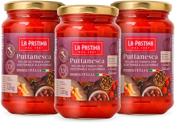 Kit 3 Molho Puttanesca Italiano La Pastina 320g