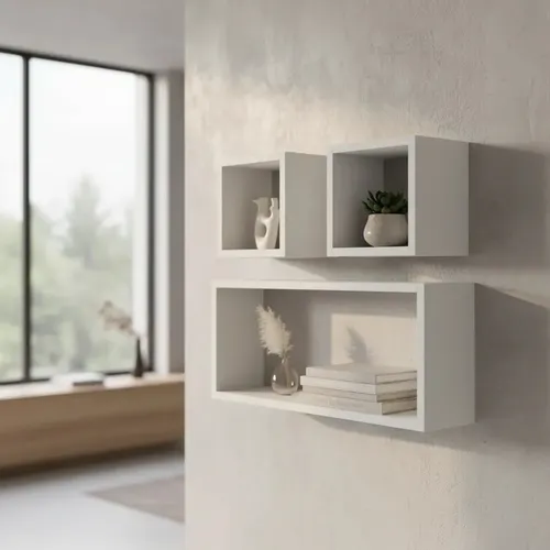 Kit 3 Nichos MDF Branco 50x25 e 20x20 para Decoração
