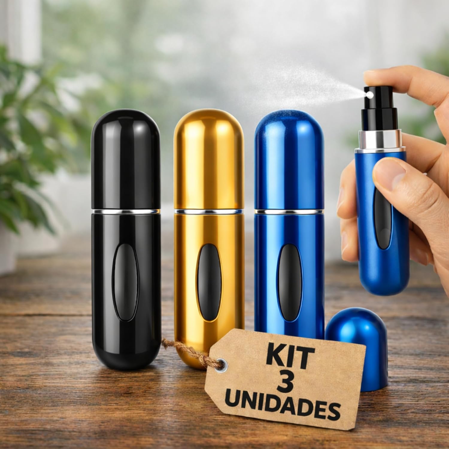 Kit 3 Porta Perfume Recarregável 5ml: Praticidade e Proteção