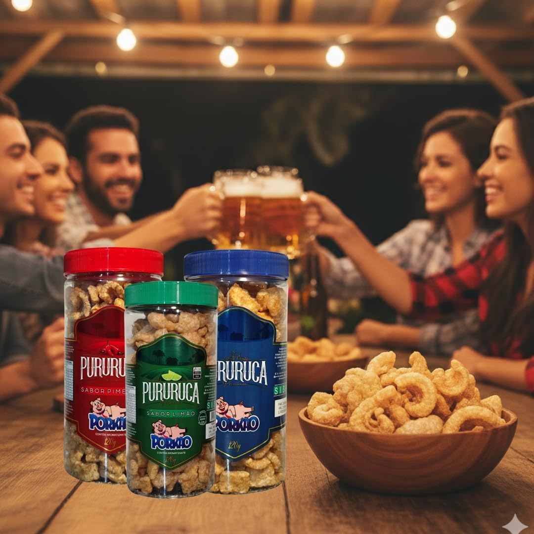 Kit 3 Torresmo Pururuca Porkão 360g Sabores Variados