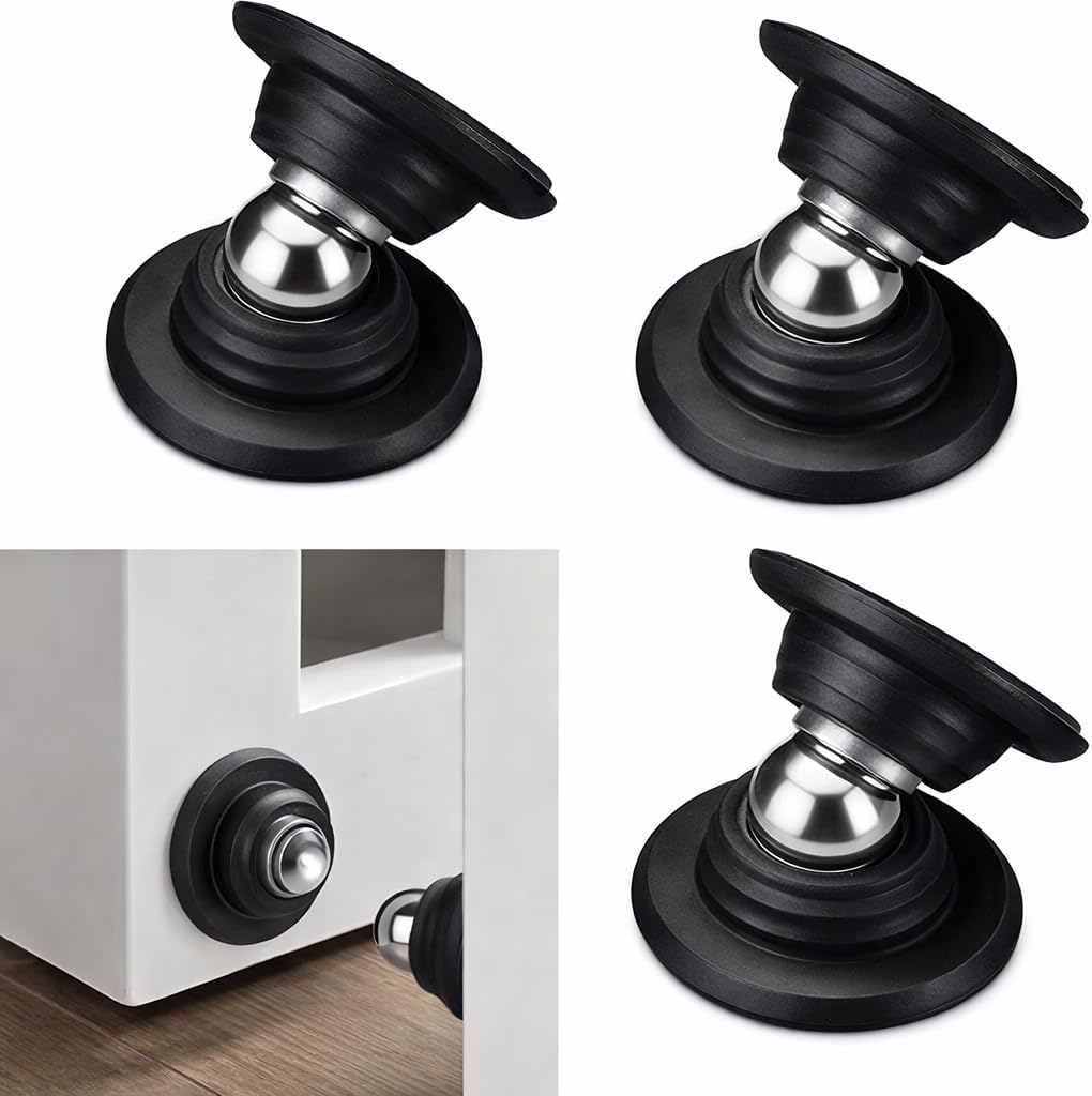 Kit 3 Trava Porta Fixador Magnético em Aço Inox Preto