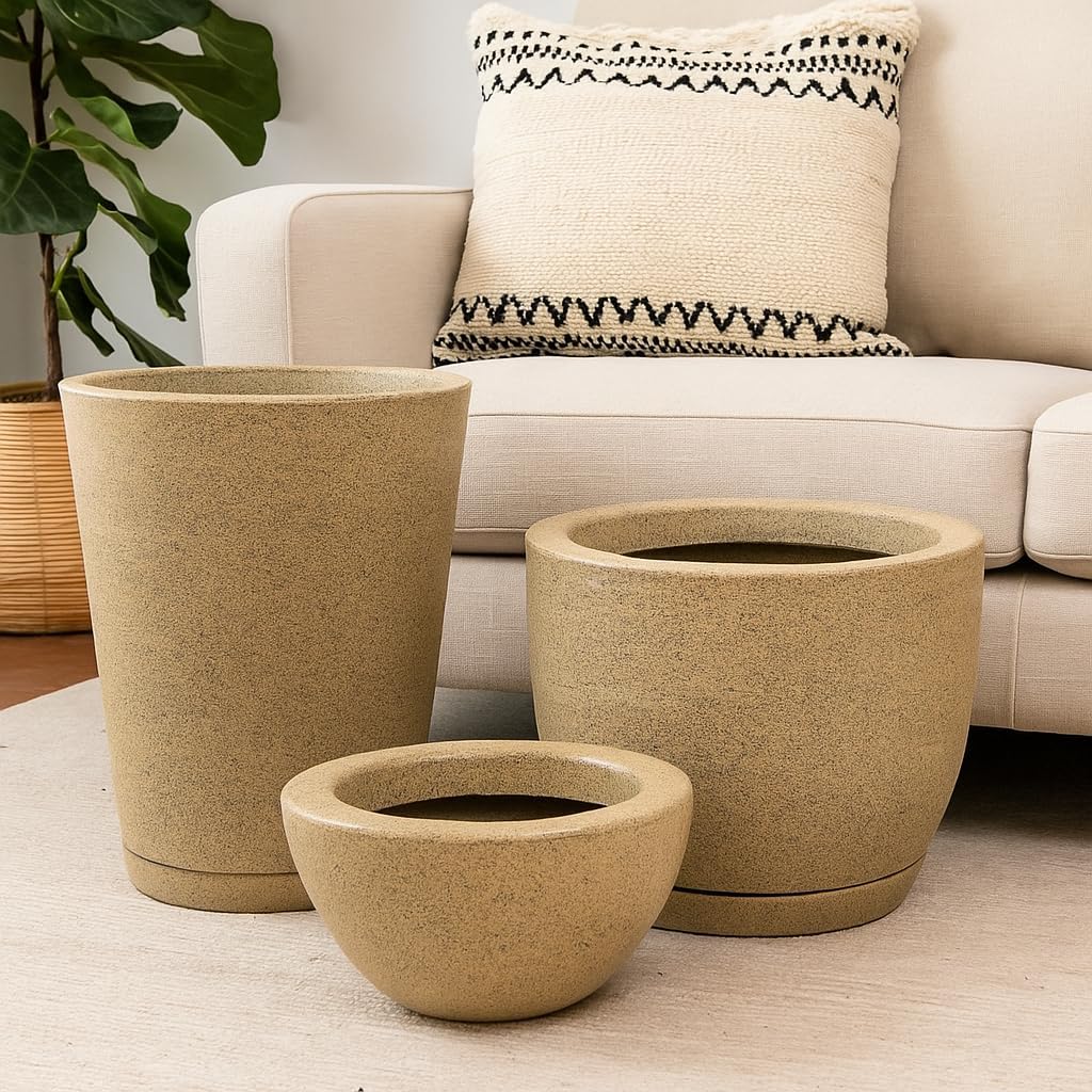 Kit com 3 Vasos Decorativos em Polietileno para Plantas