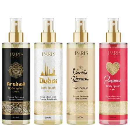 Kit com 4 Body Splashes Árabes 200ml: Fragrâncias Masculinas e Femininas