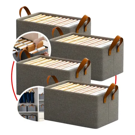 Kit 4 Caixas Organizadoras Dobráveis para Guarda-Roupa e Gavetas