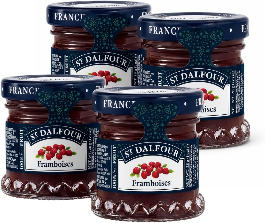 Kit 4 Geleias de Framboesa St. Dalfour 28g: Sabor Frances sem Açúcar