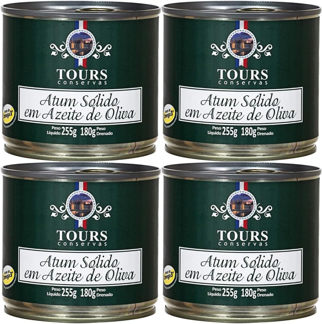 Kit 4 Latas Atum Sólido em Azeite de Oliva Tours Conservas 255g