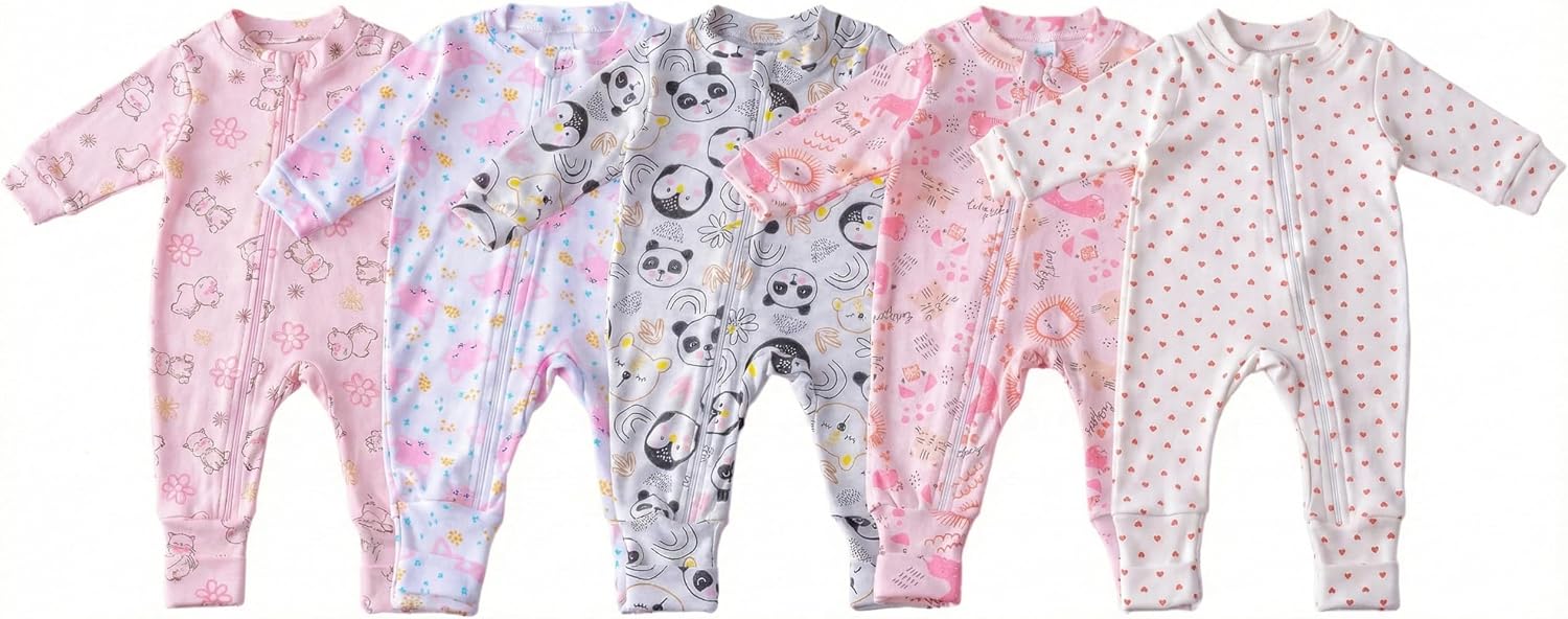 Kit 4 Macacões Bebê Vira Pé Amore 100% Algodão