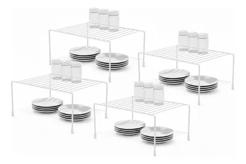 Kit 4 Organizadores de Armário para Cozinha e Prateleira Branco