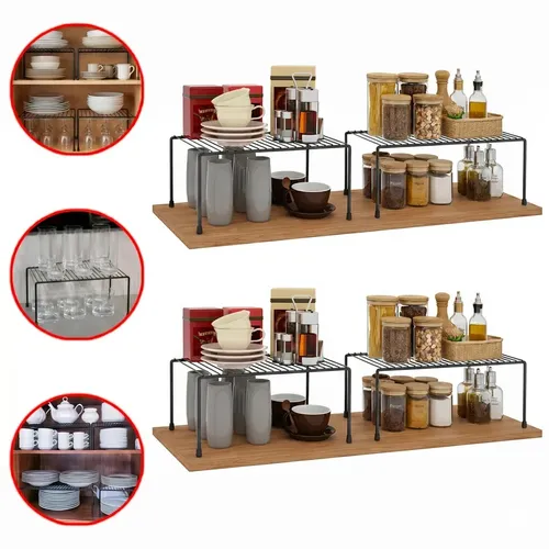 Kit 4 Organizadores de Armário Aramado para Cozinha e Casa