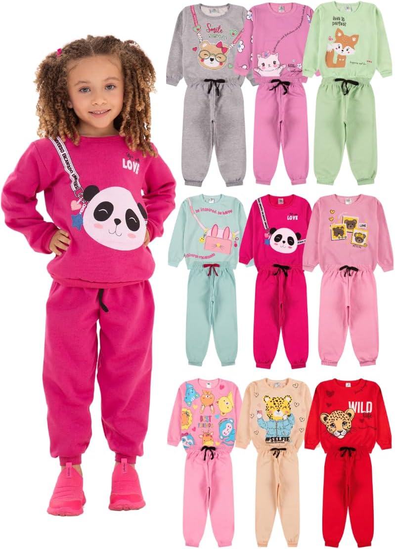 Kit 4 Peças Moletom Peluciado Infantil Menina