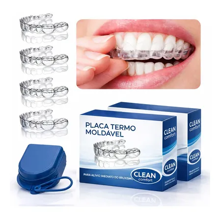 Kit com 4 Placas de Bruxismo e Estojo em Silicone Termo Moldável