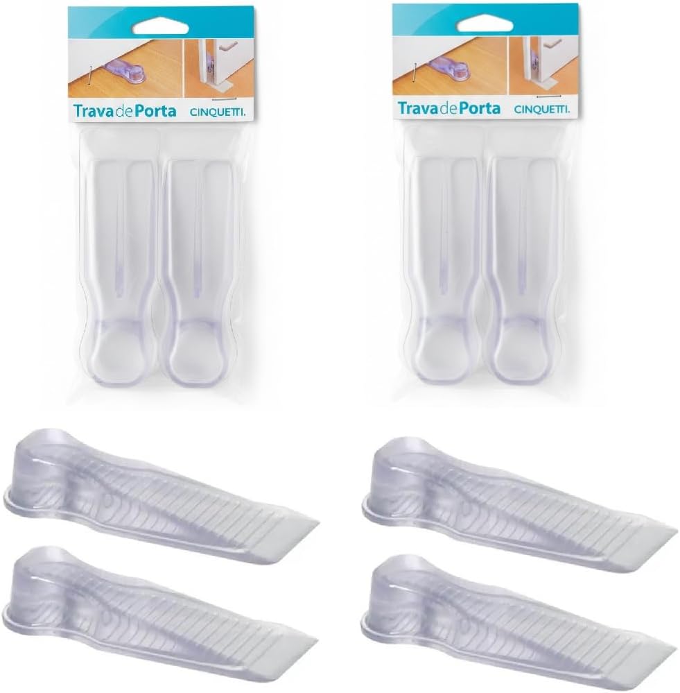 Kit 4 Trava Portas Silicone Cunhas Transparentes: Segurança e Praticidade