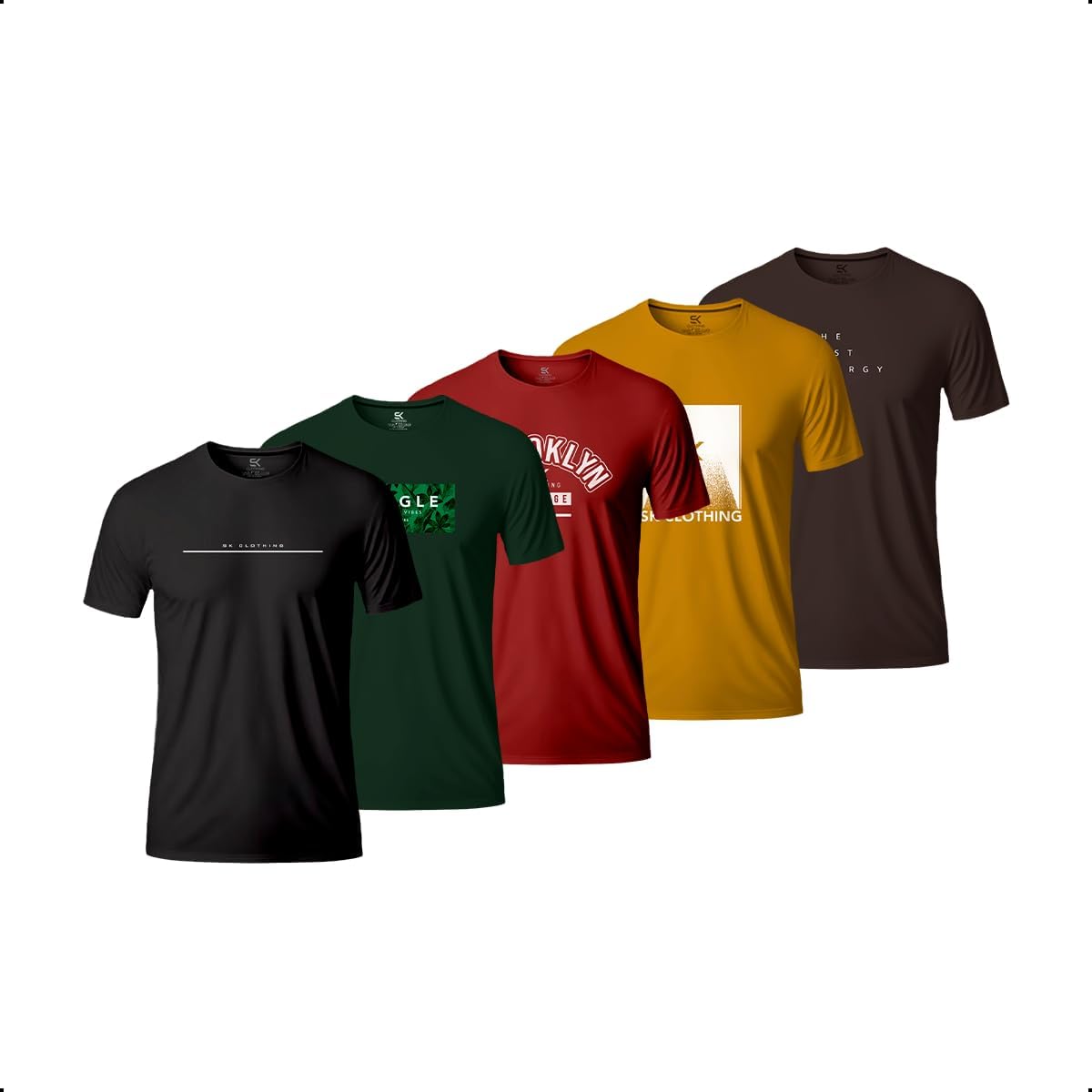 Kit com 5 Camisetas Masculinas 100% Algodão