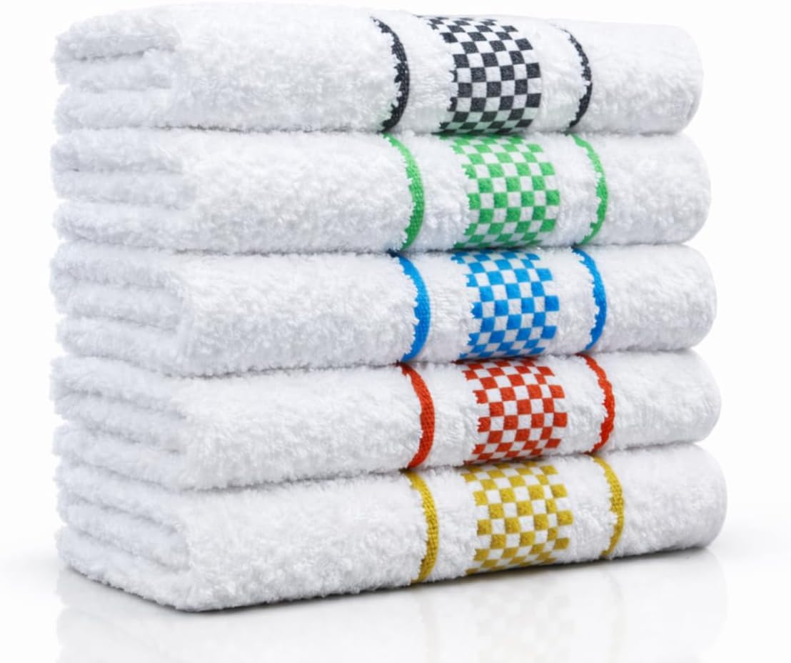 Kit 5 Panos de Prato Branco Xadrez com Alta Absorção