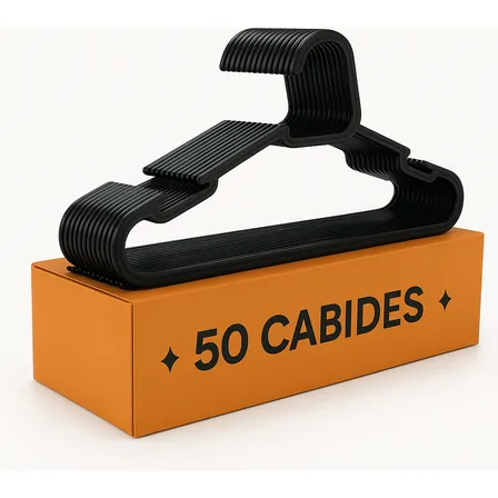 Kit 50 Cabides Adulto Preto Reforçado Organizador