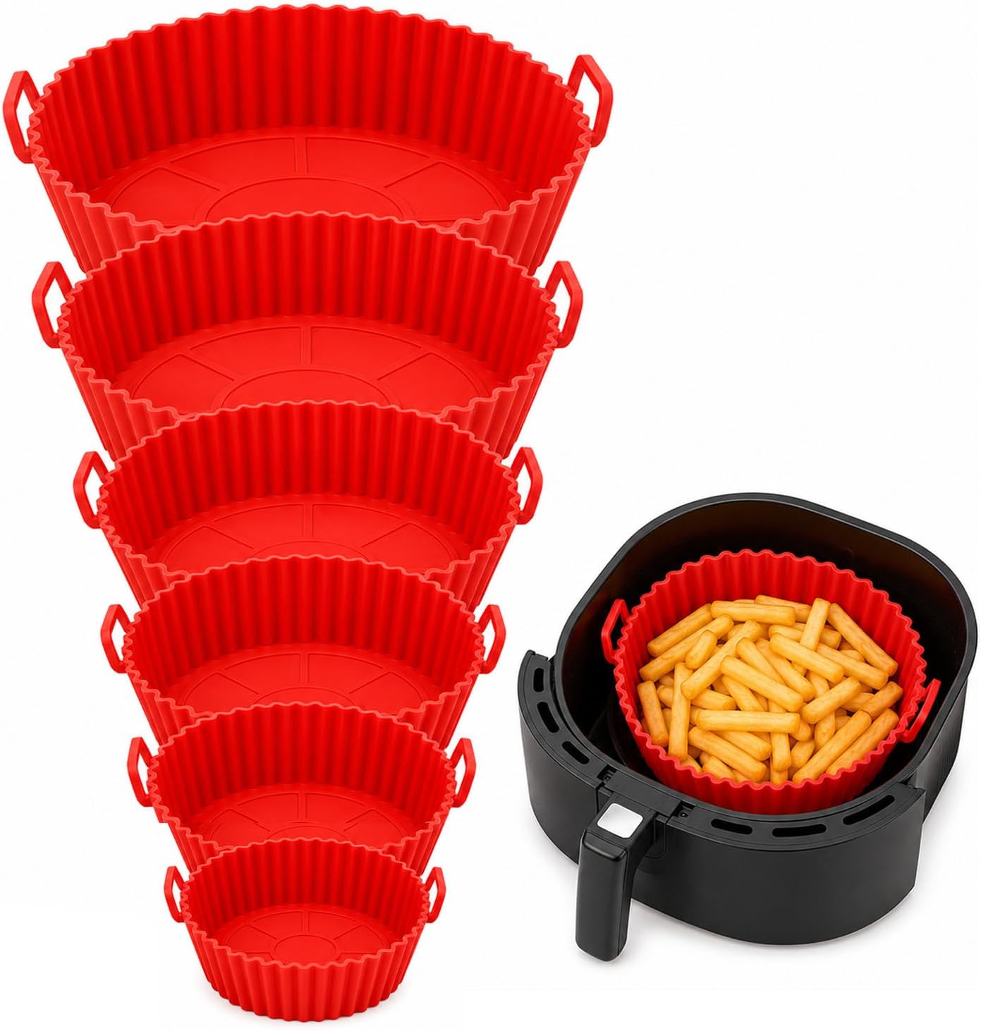 Kit 6 Formas de Silicone para Air Fryer Universal e Reutilizável